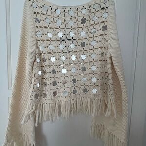 Chic Cream Toccin Sweater with Mirror Accents